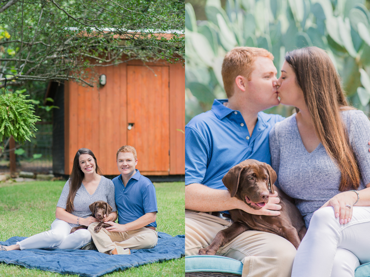 Puppy backyard Engagement Photos