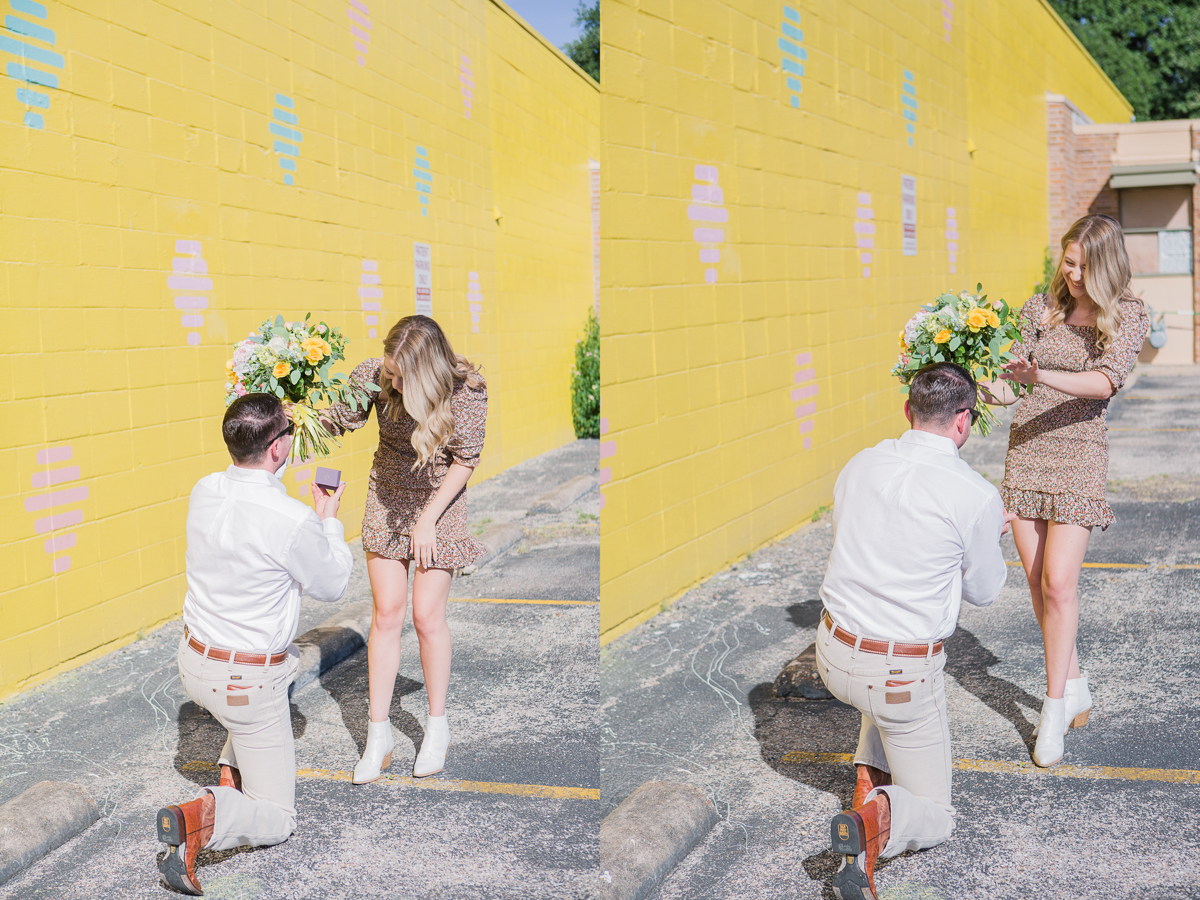 Travis' Proposal to Mackenzie at Austin Bumble HQ Yellow Wall