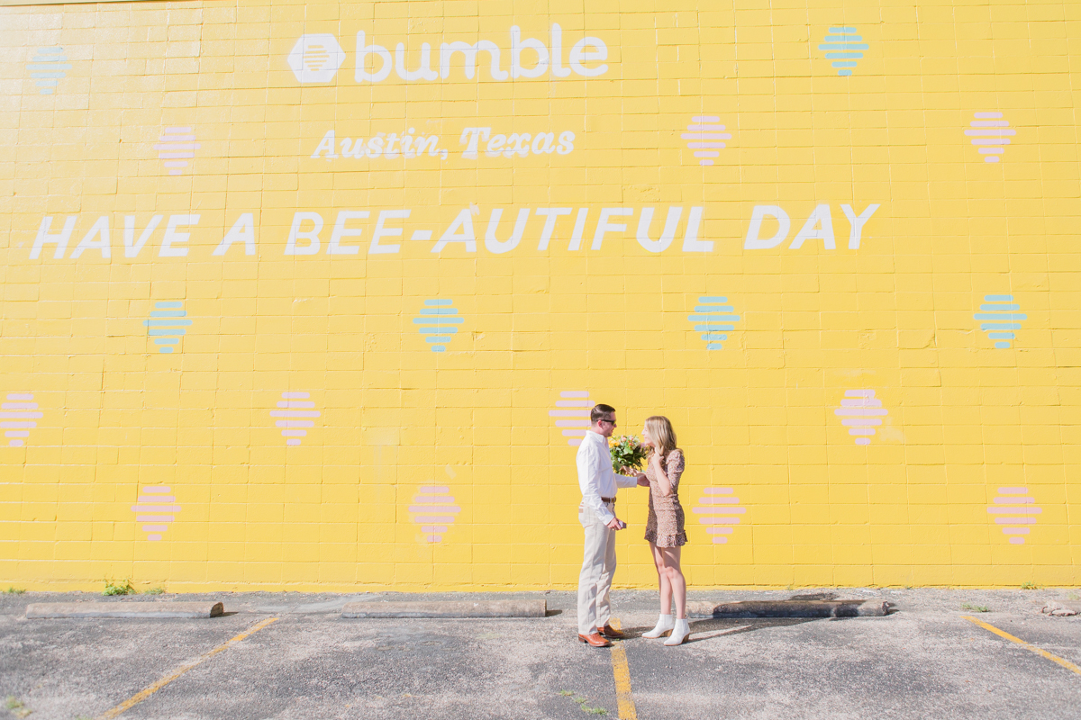Have a bee-aetiful day yellow wall bumble Austin