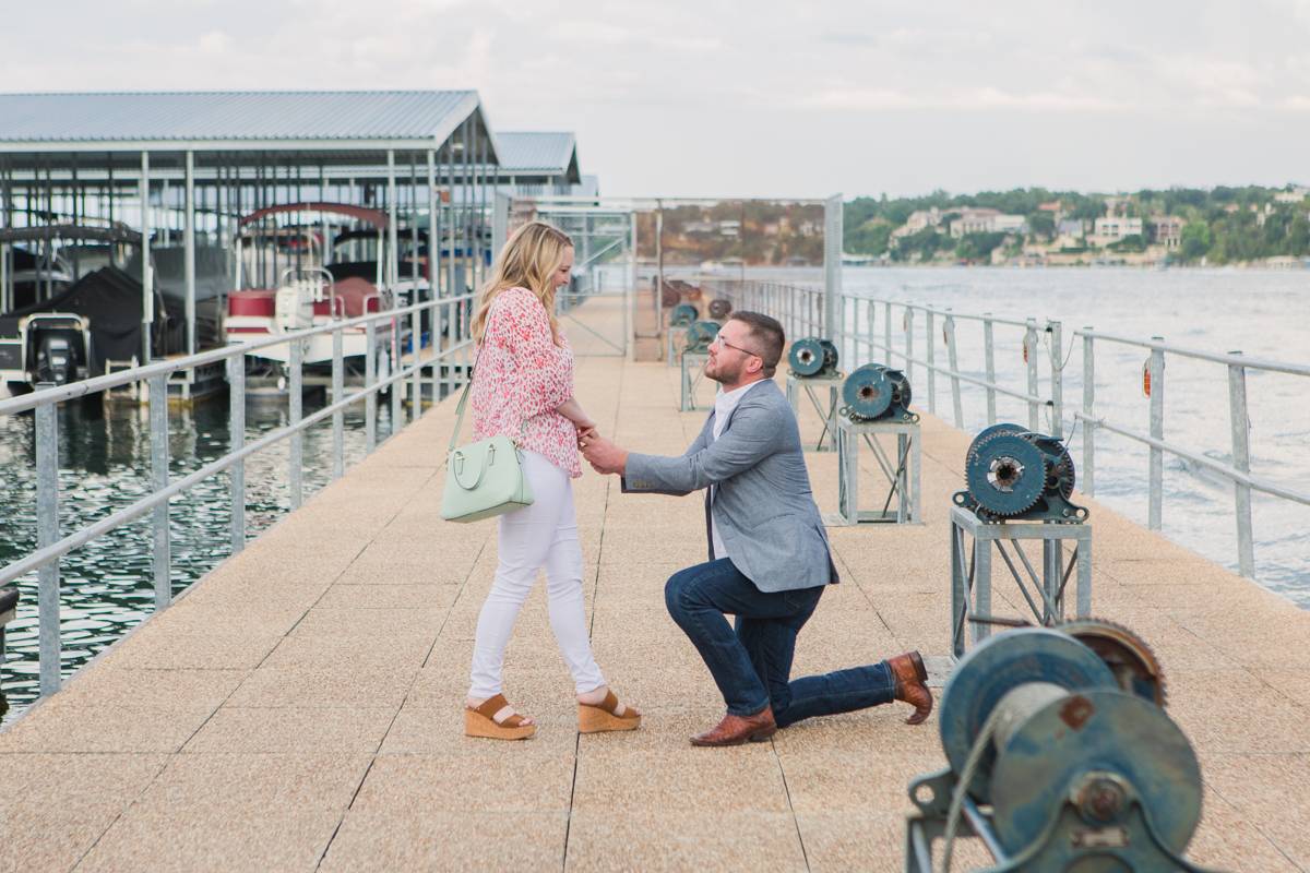 Lake Travis Boat Dock Marriage Proposal Photos