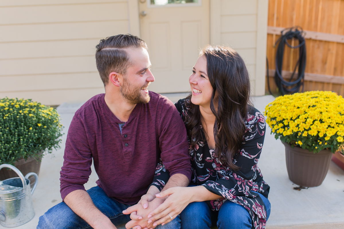 At home backyard engagement pictures austin texas
