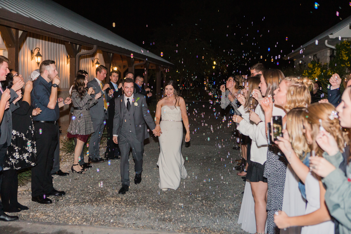 bubbles wedding reception exit