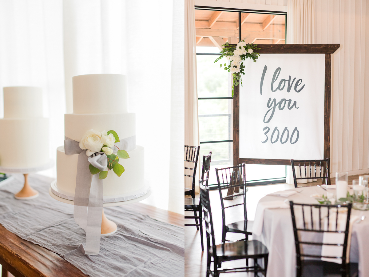 wedding cake with ribbon