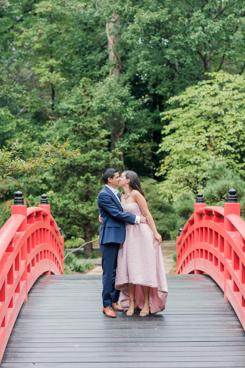 Duke Gardens Engagement Photos Durham red bridge
