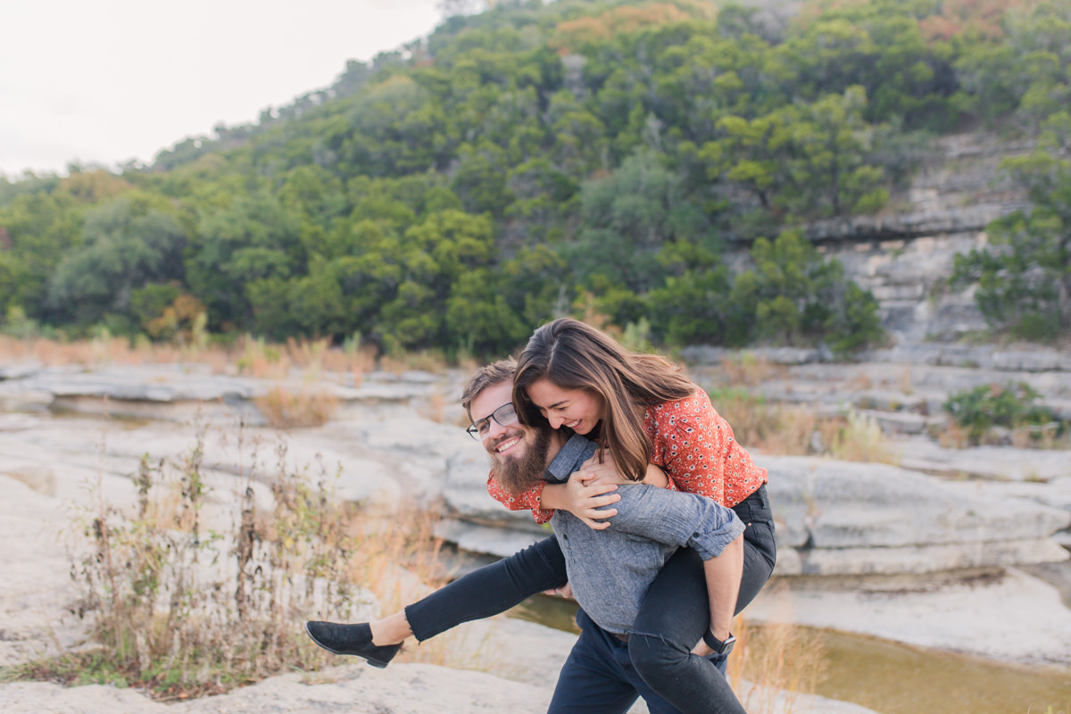 Fun piggyback engagement photos