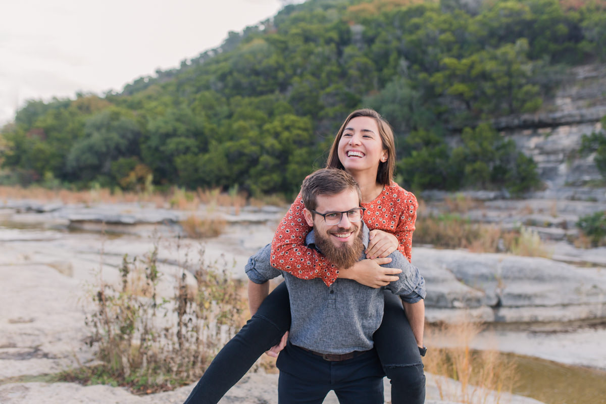 Piggyback engagement photos