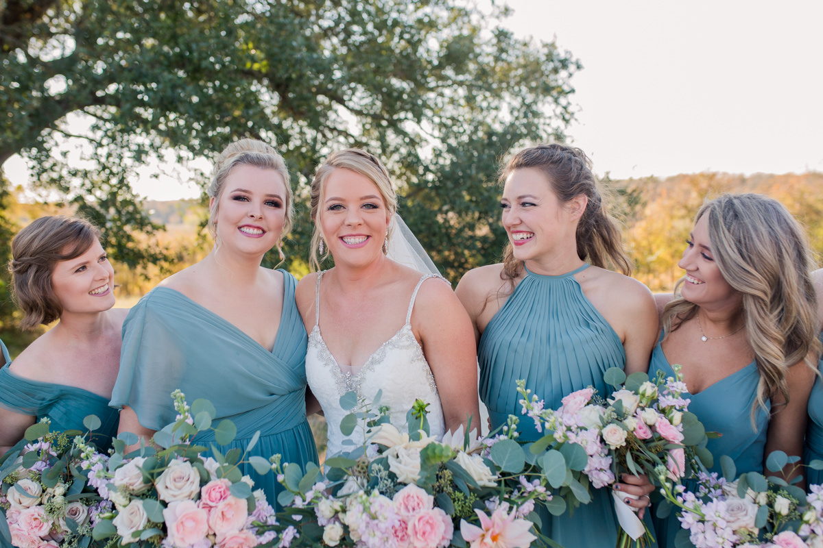 Teal Long Bridesmaids Dresses Wedding Party Pictures