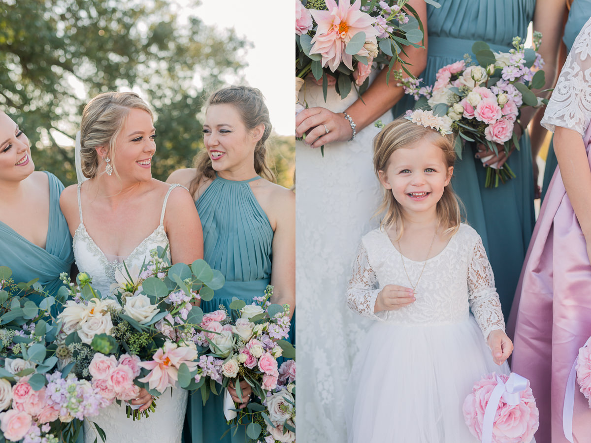 Pink Teal Bridal Bouquet Detail Pictures flower girl