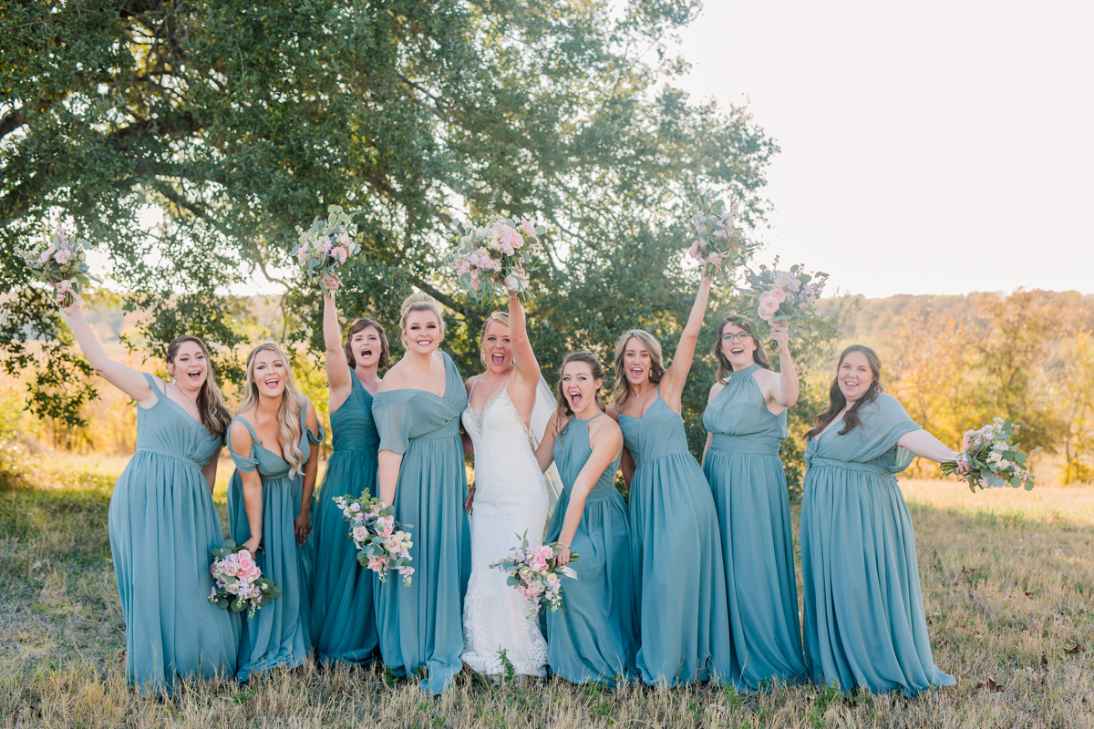 Teal Long Bridesmaids Dresses Wedding Party Pictures