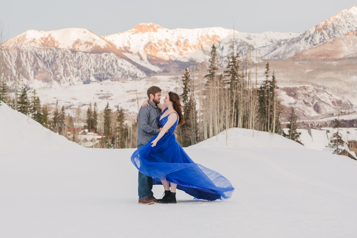 Telluride, Colorado Snowy Winter Engagement Photos