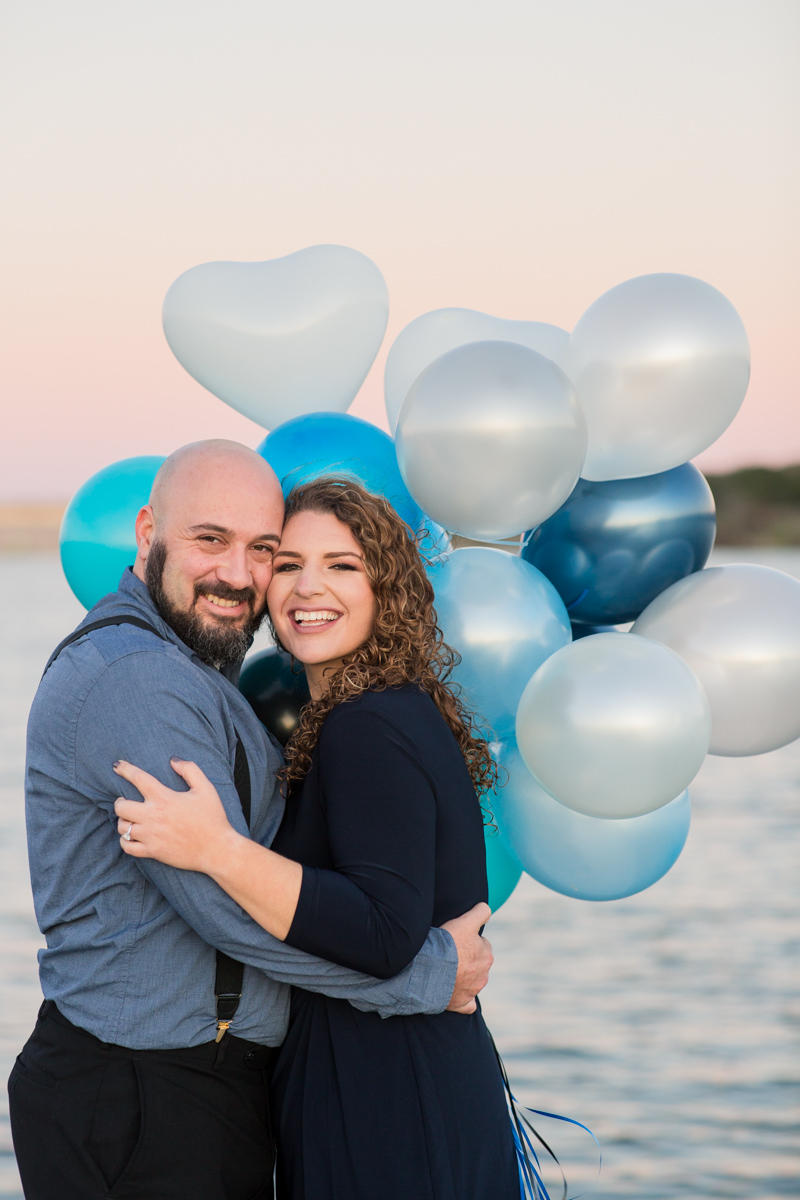 Engagement Pictures with Blue Balloons 