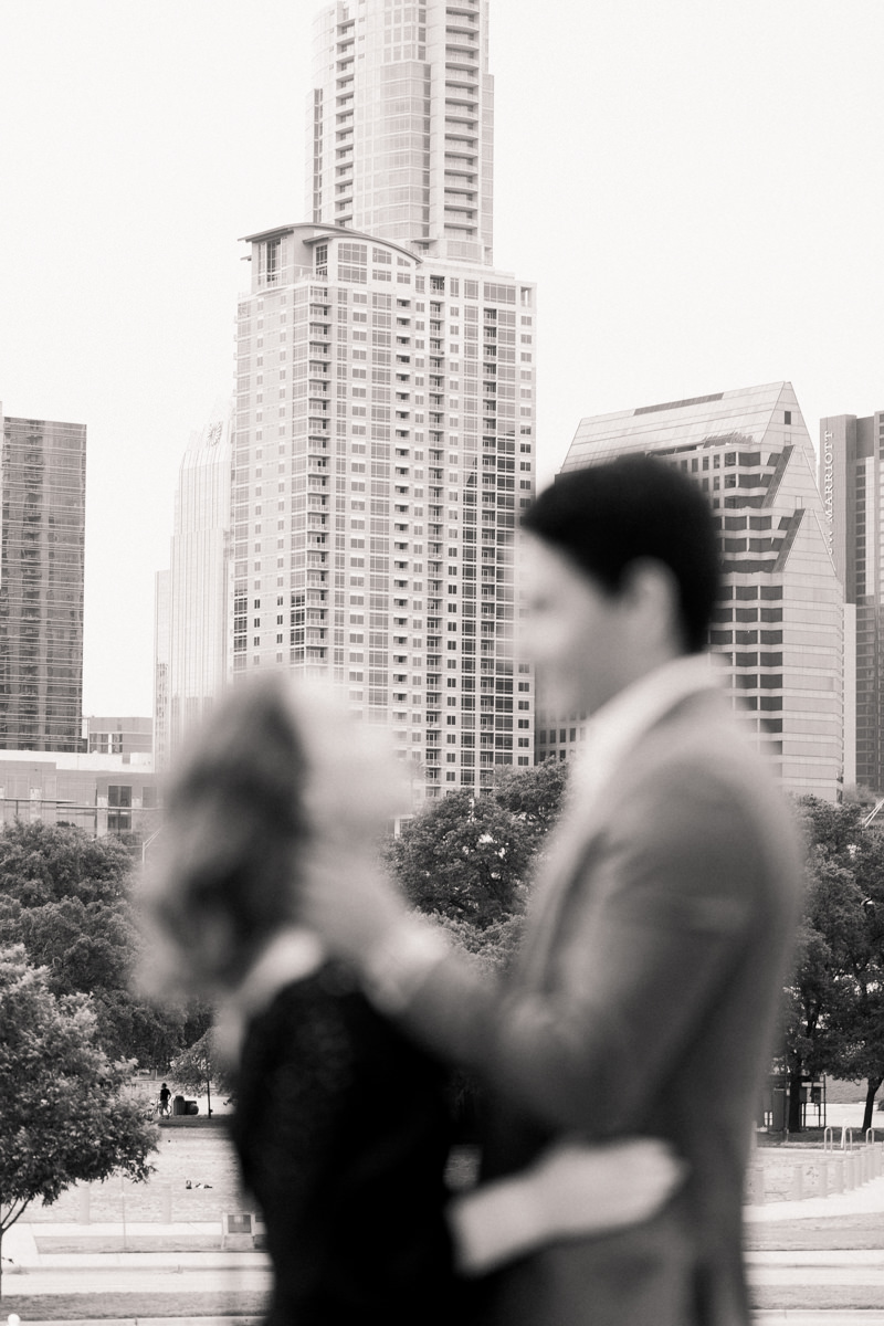 Downtown city Black and white romantic photo Austin, Texas