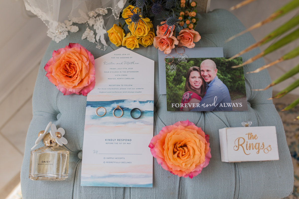 colorful bright orange yellow red wedding detail invitation photos