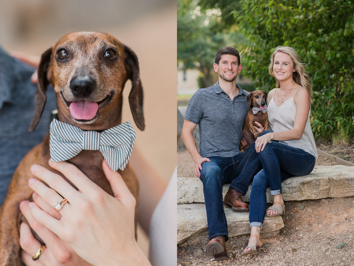 Engagement Photos with dog - bowtie