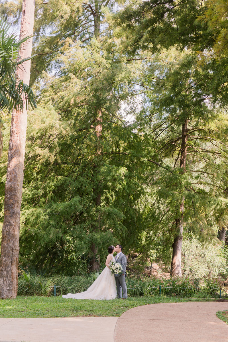 tall trees, outdoor micro wedding Texas