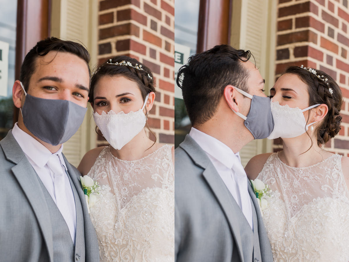 bride groom mask micro wedding