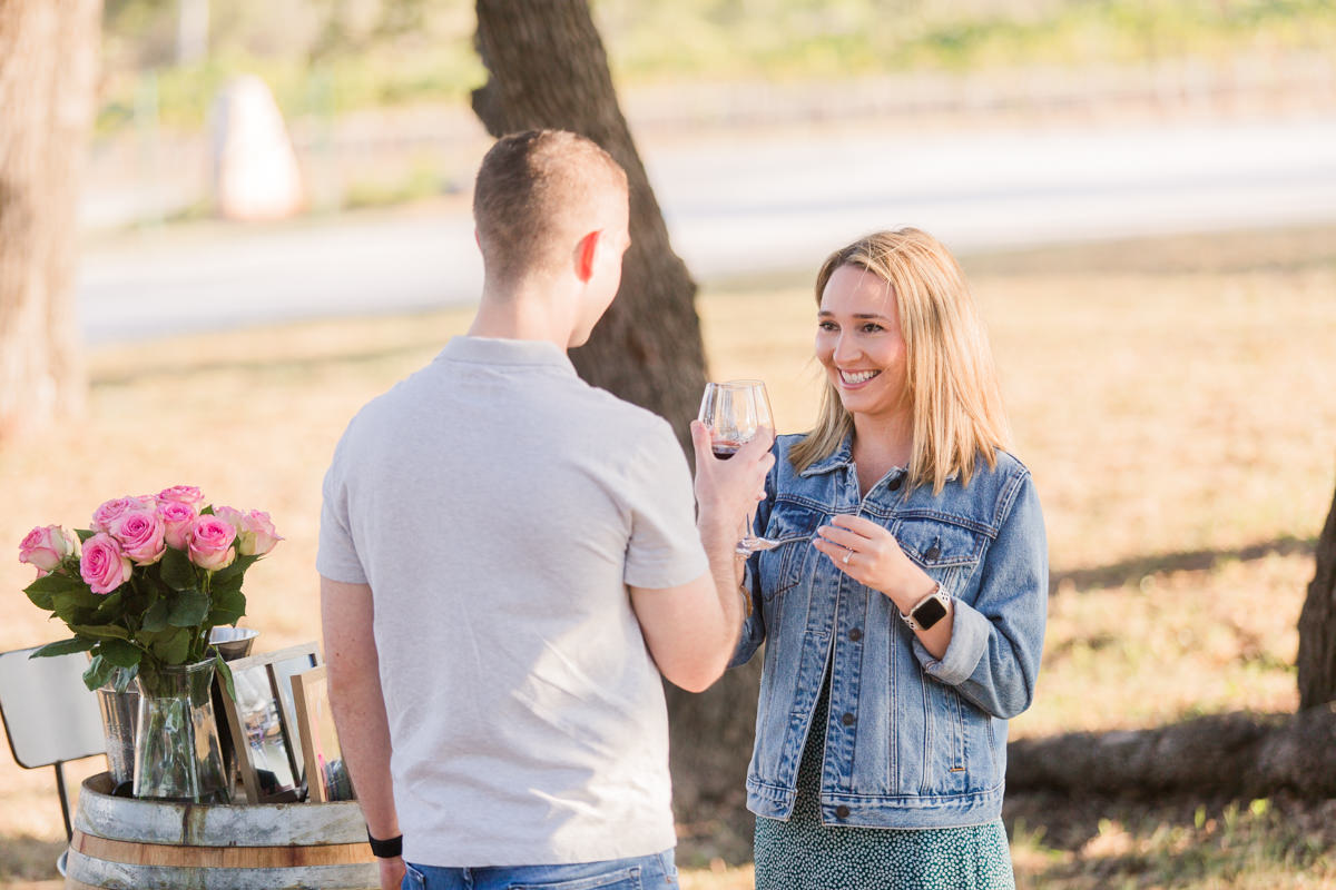 Surprise proposal Frederickburg Texas Winery Photographer