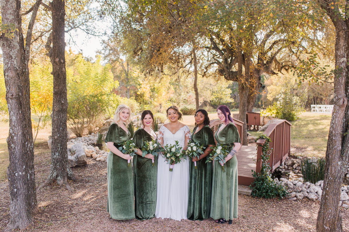 green velvet bridesmaid dress