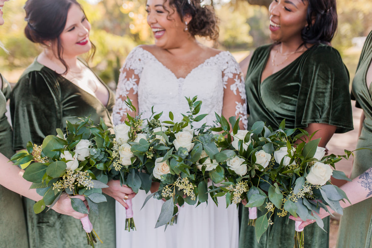 green velvet bridesmaid dress 