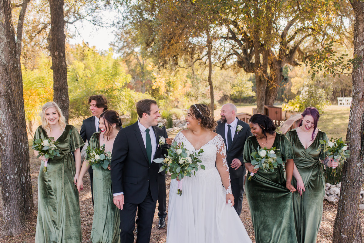 wedding party bridesmaid groosmen dance celebrate fun photo
