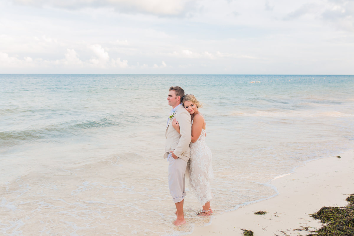 romantic beach bride & groom