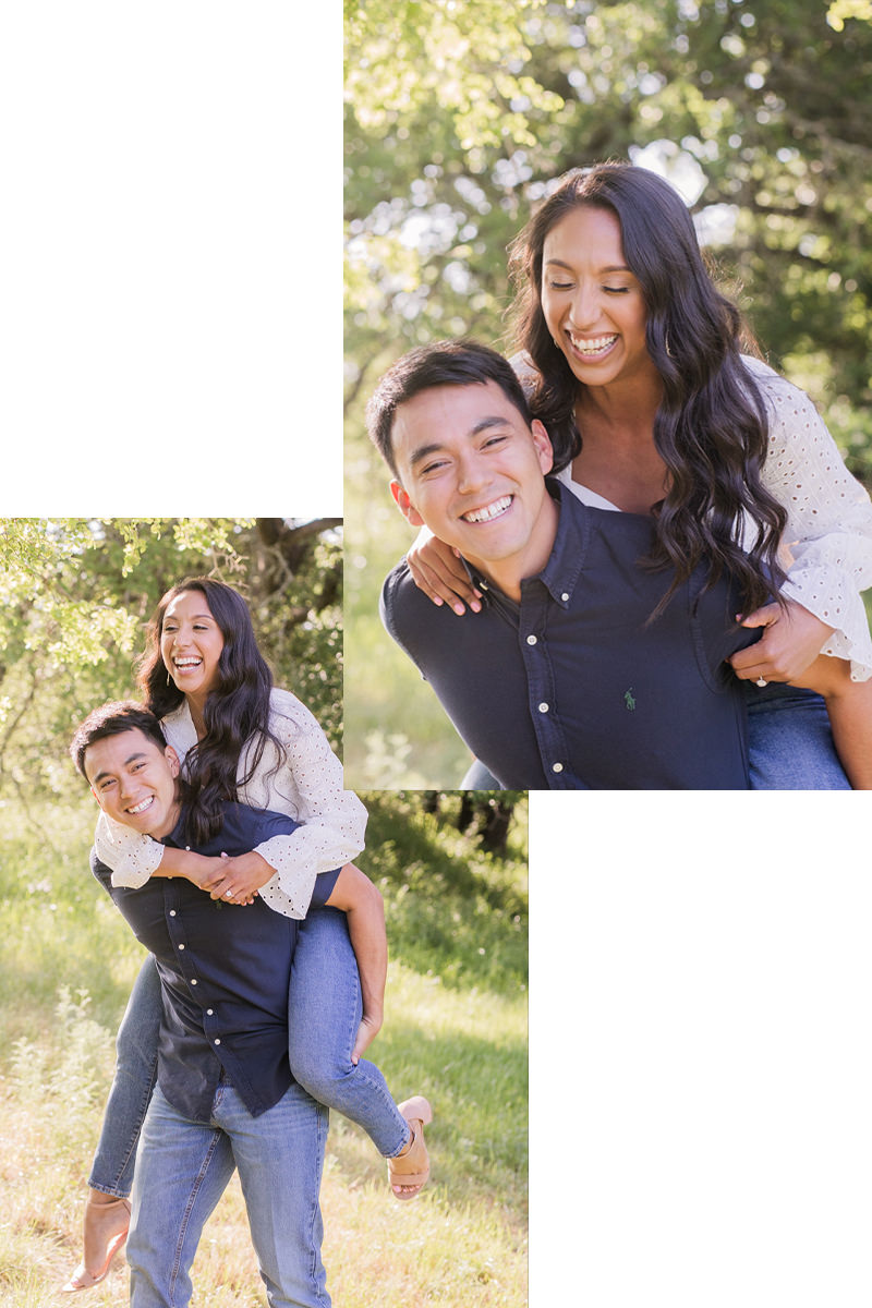 piggy back fun silly engagement photos