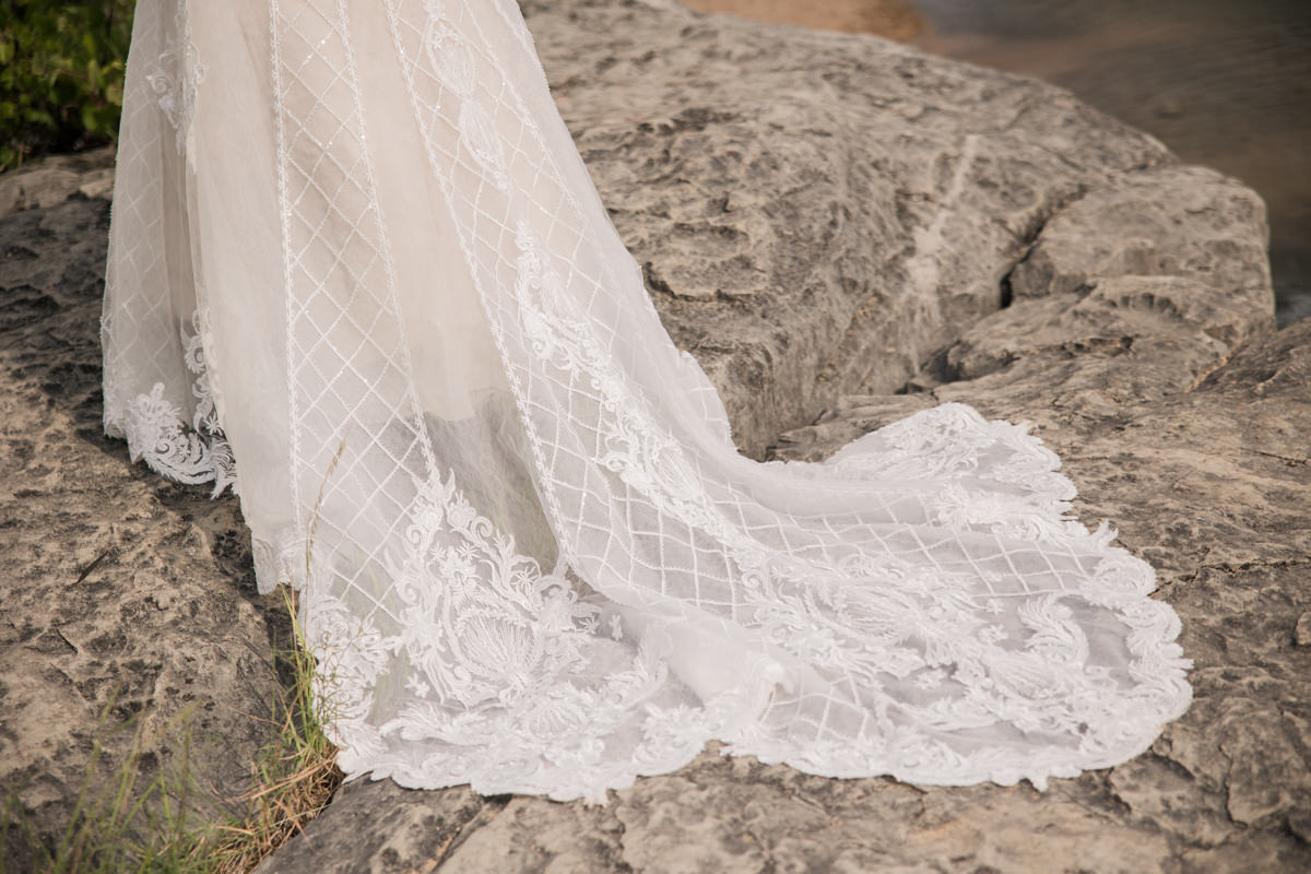 Wedding Dress on Rocky Landscape