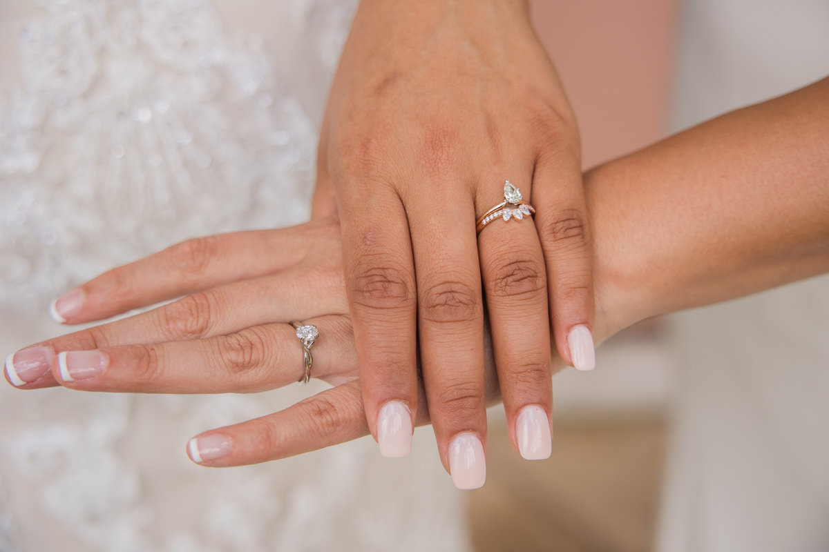 Wedding ring hands close up