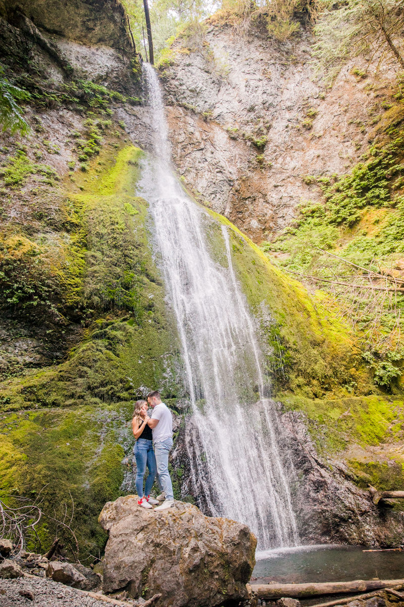 marrymere falls olympic national park engagement photos