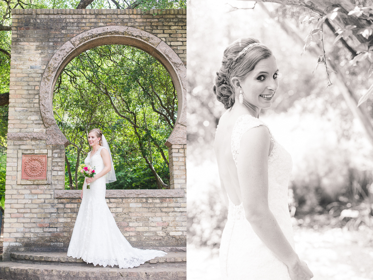 Black and white bridal portraits Texas