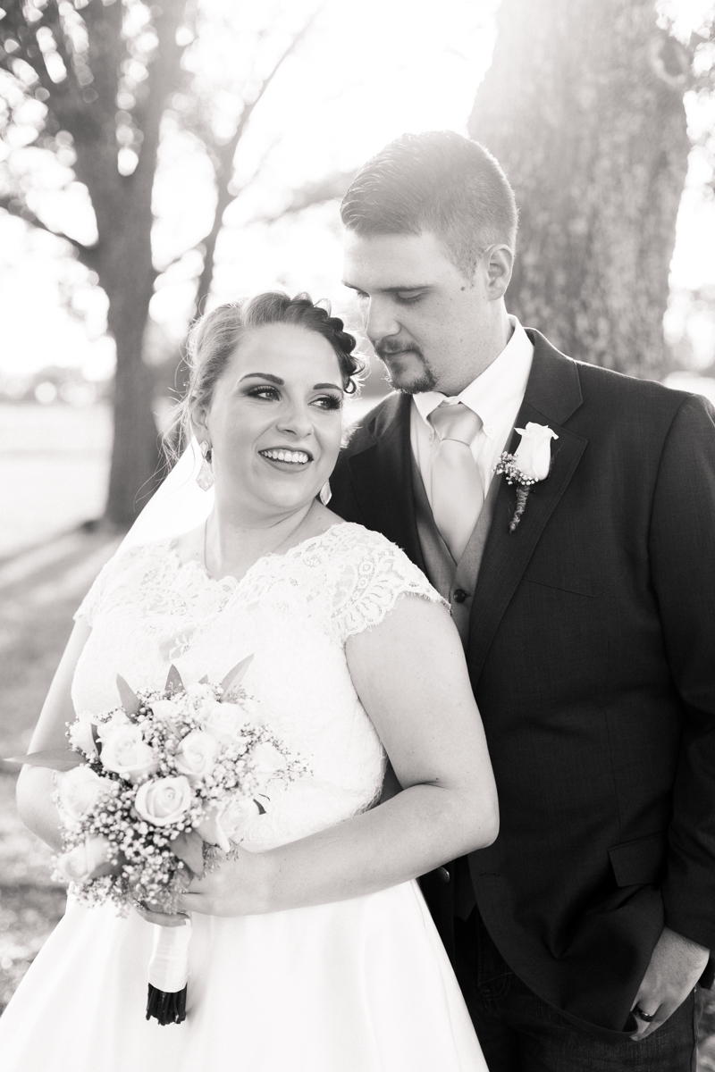 black and white wedding portrait