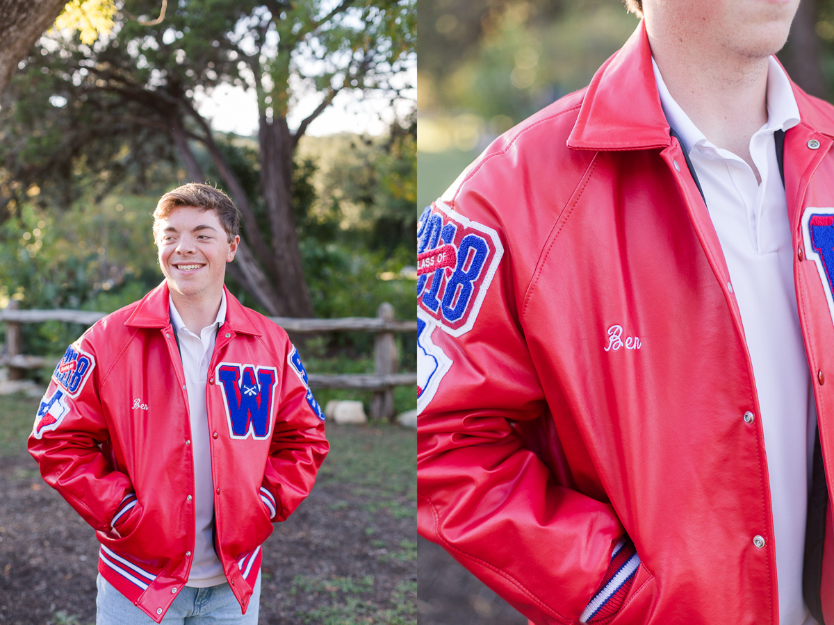 letter jacket senior picture