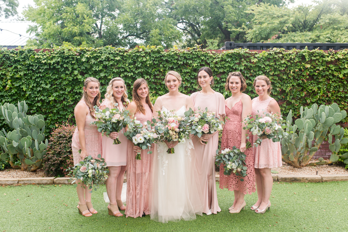 Pink wedding flower details