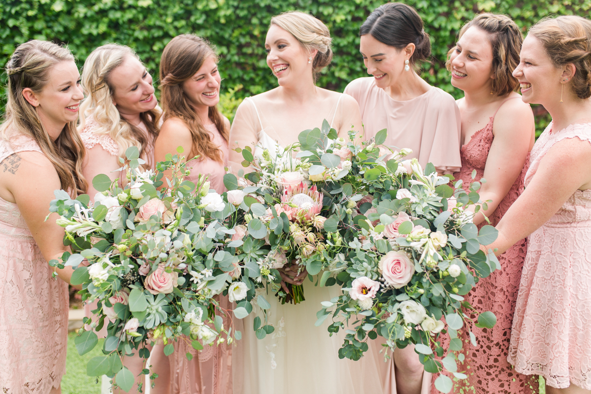 Pink wedding flower details