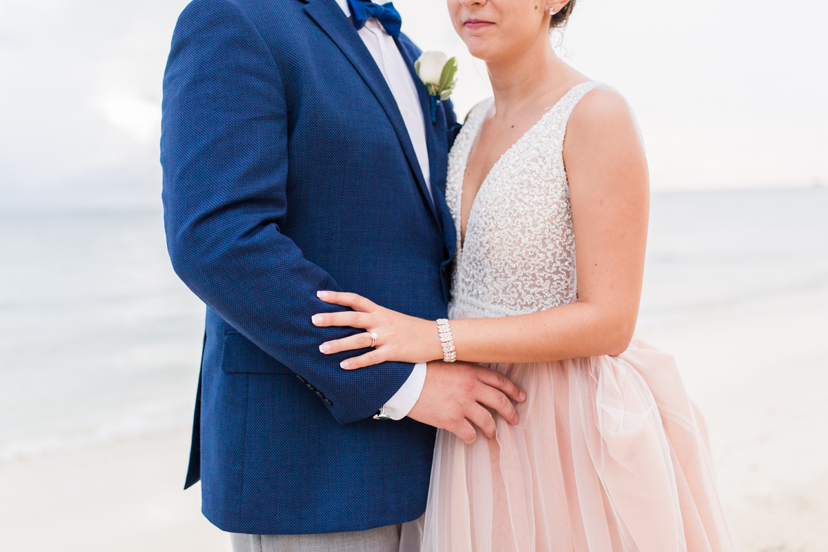 Blush wedding dress beach