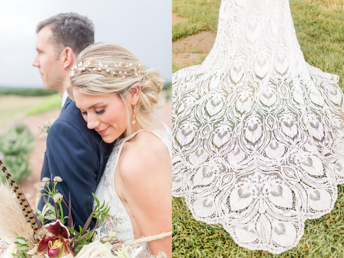 Peacock lace wedding dress