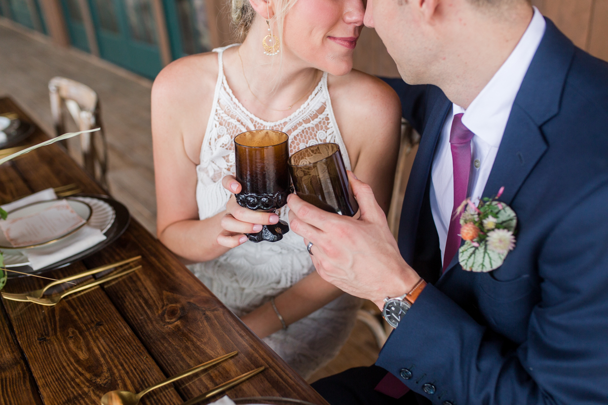 Brown reception glasses toast