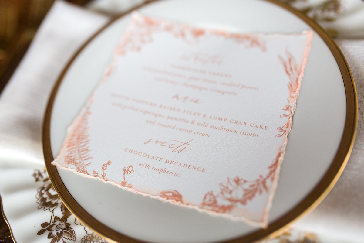 Peach Paper Design Austin Menu Card