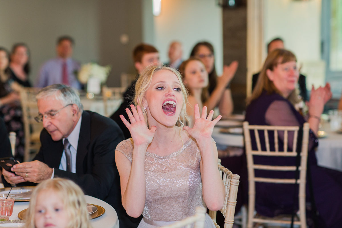 excited guest at reception