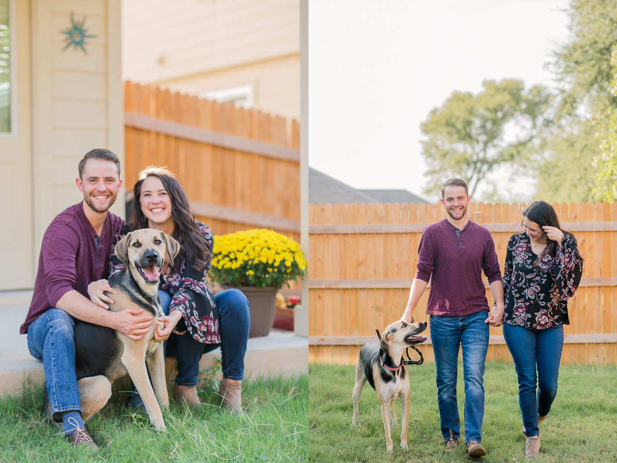 At home backyard engagement pictures austin texas