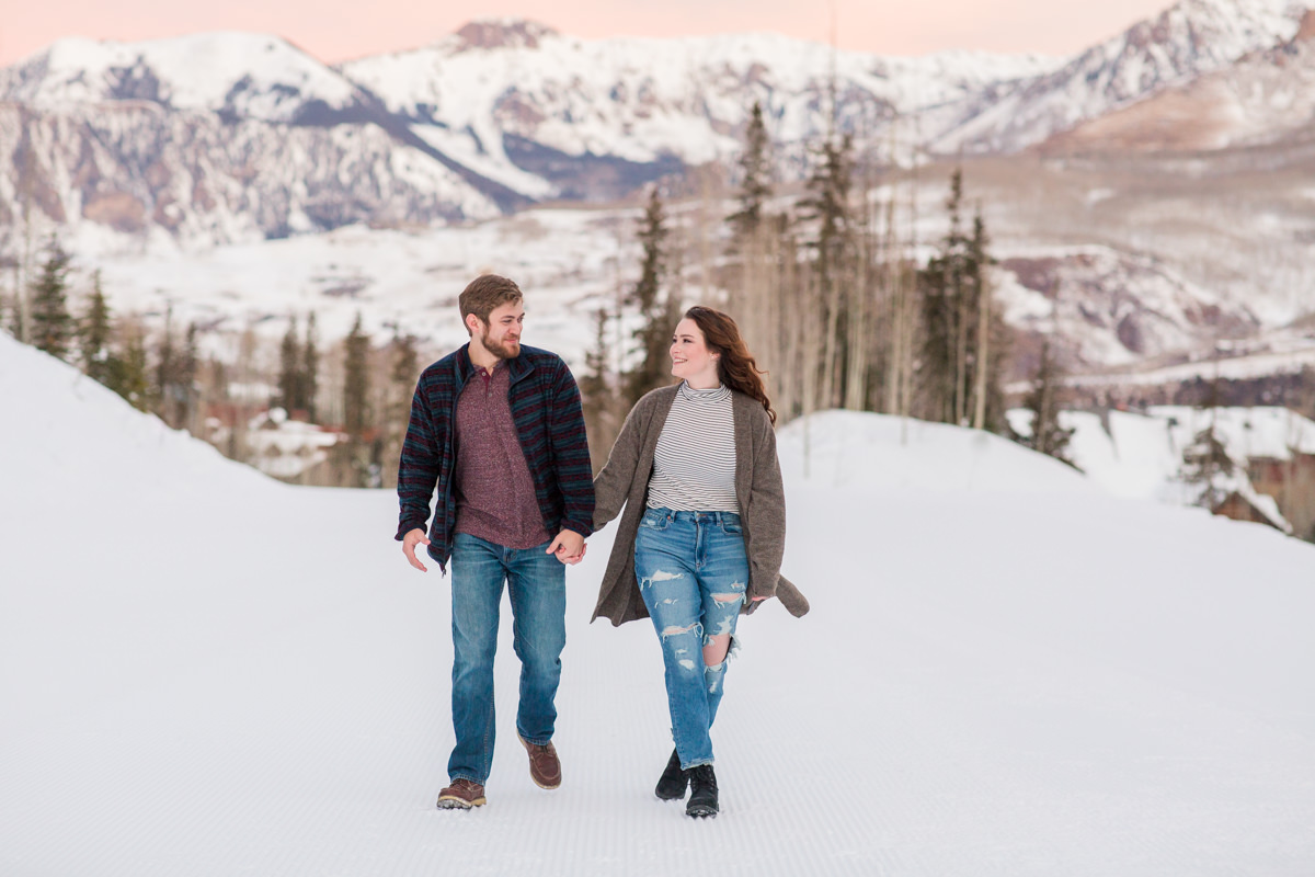 Telluride, Colorado Snowy Winter Engagement Photos