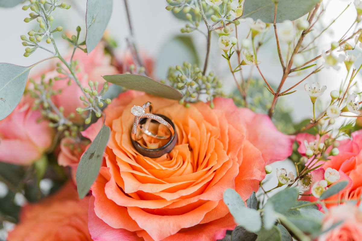 colorful bright orange yellow red wedding detail photos