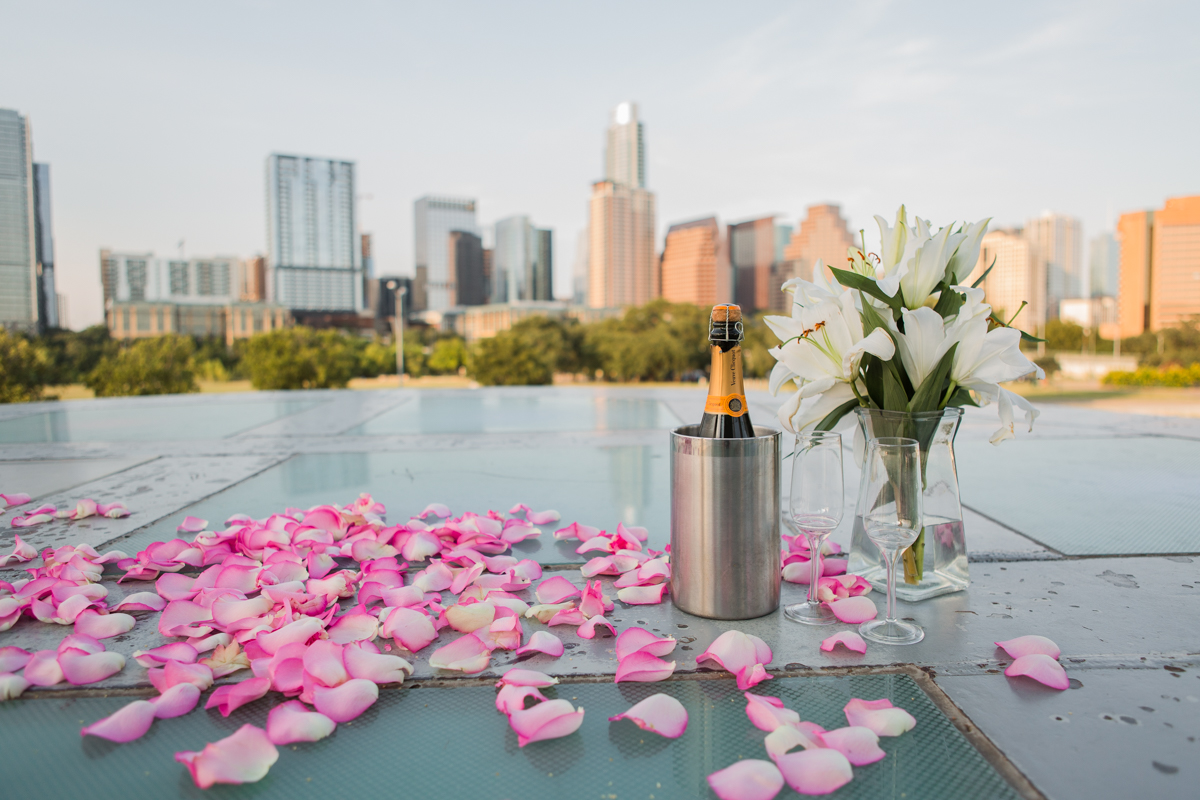 Roses, champagne, marriage proposal