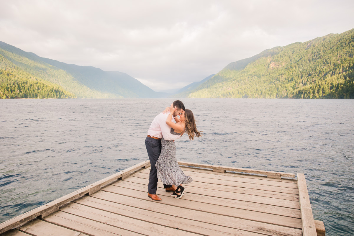 lake crescent olympic national park engagement photos