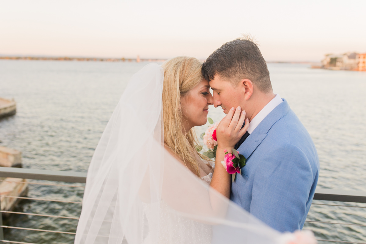 lakeside beach texas wedding bride and groom photos