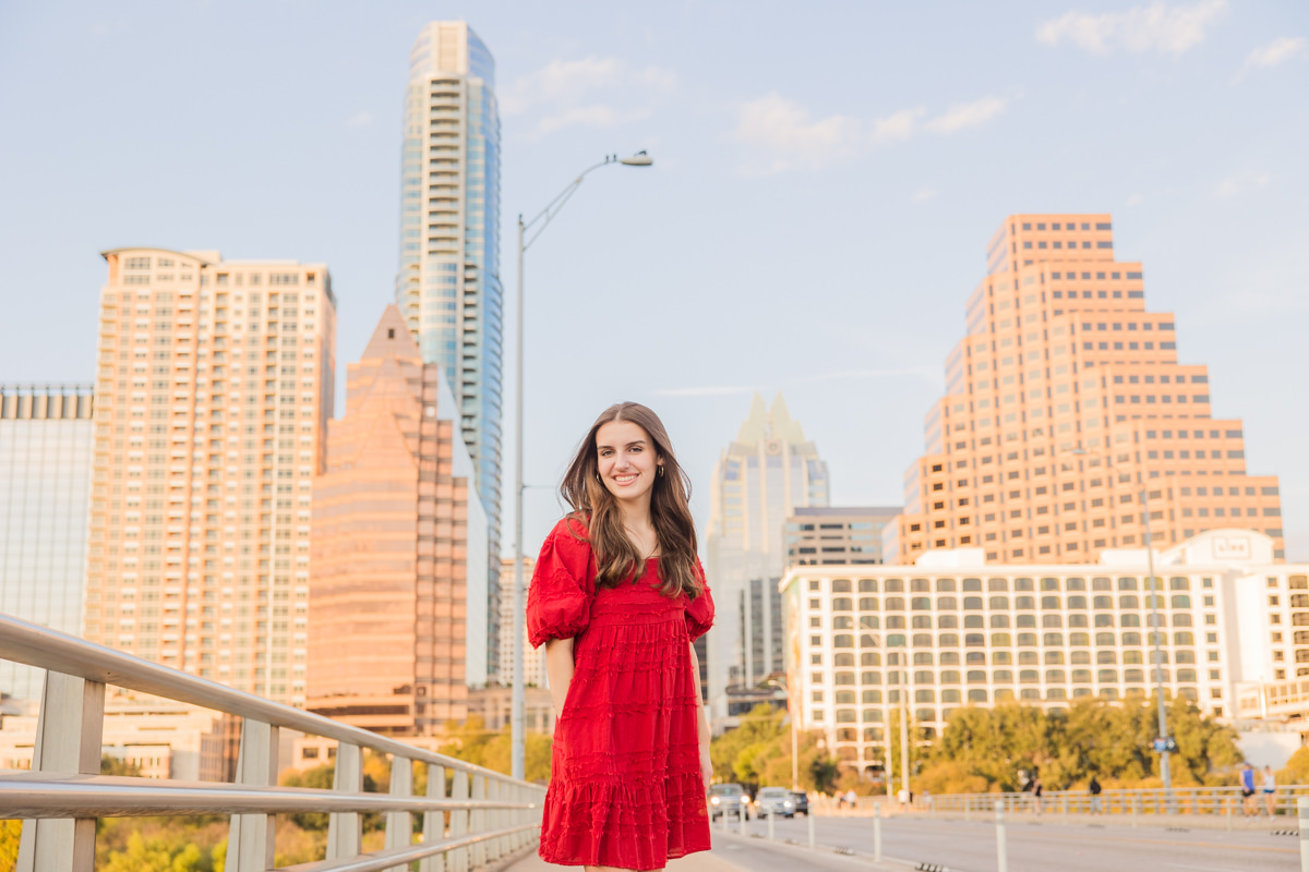 Colorful South Congress Avenue Bridge Austin Senior Photos