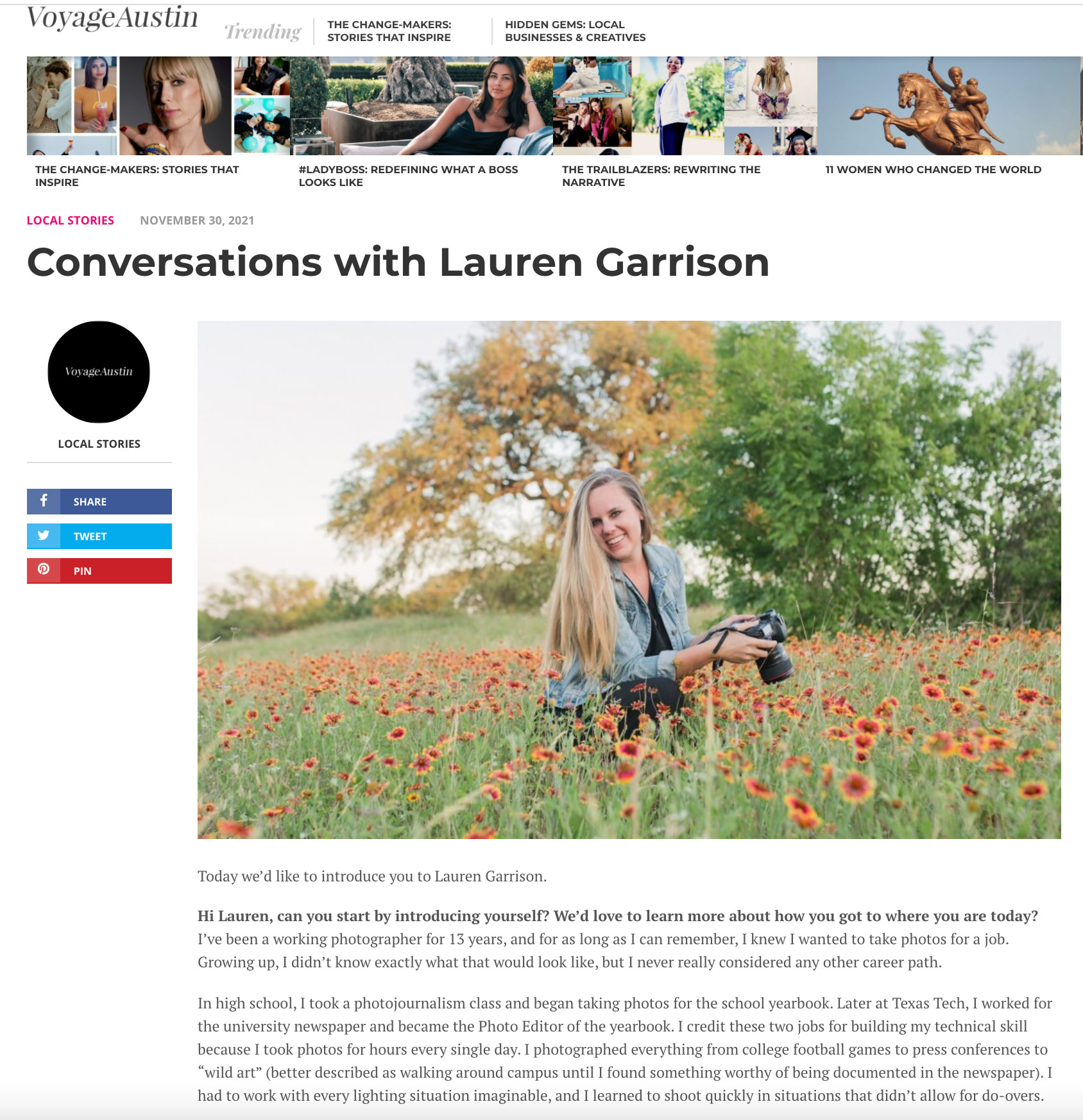 Voyage Austin Magazine Photographer Interview Lauren Garrison