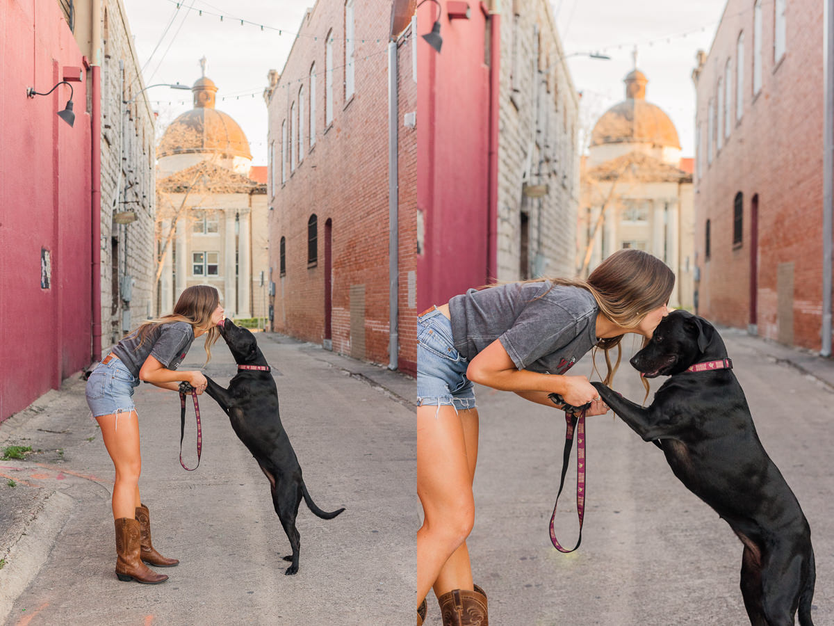 kissing alley san marcos square with dog