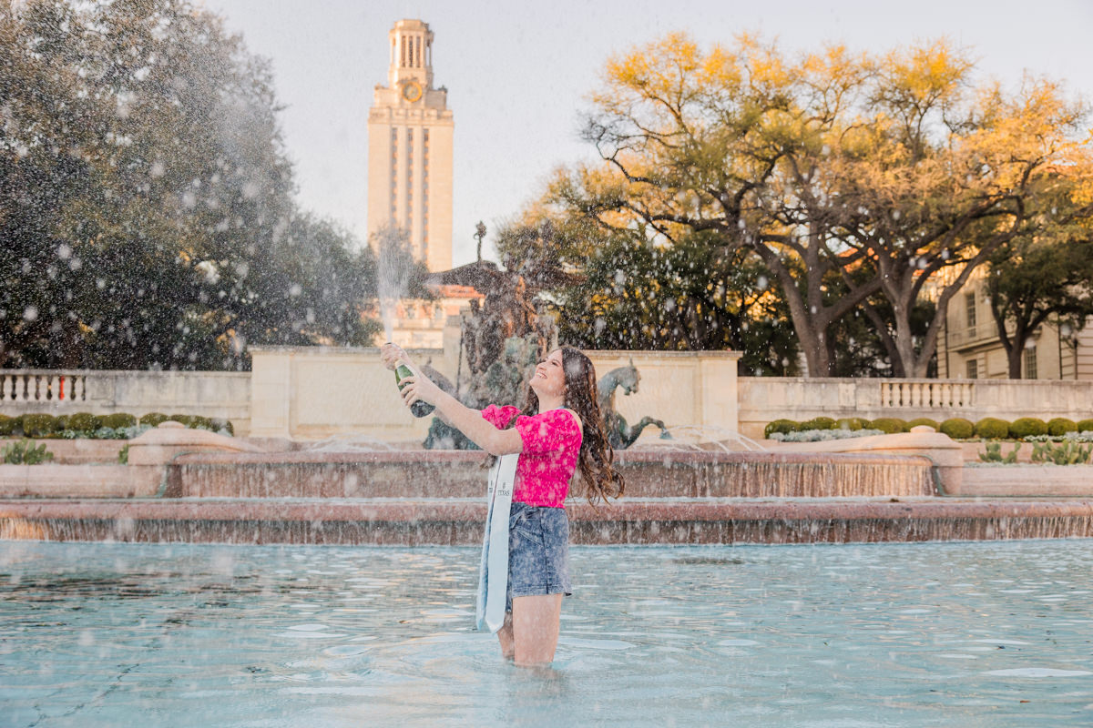 Littlefield Fountain UT Austin Champagne Pop Photo