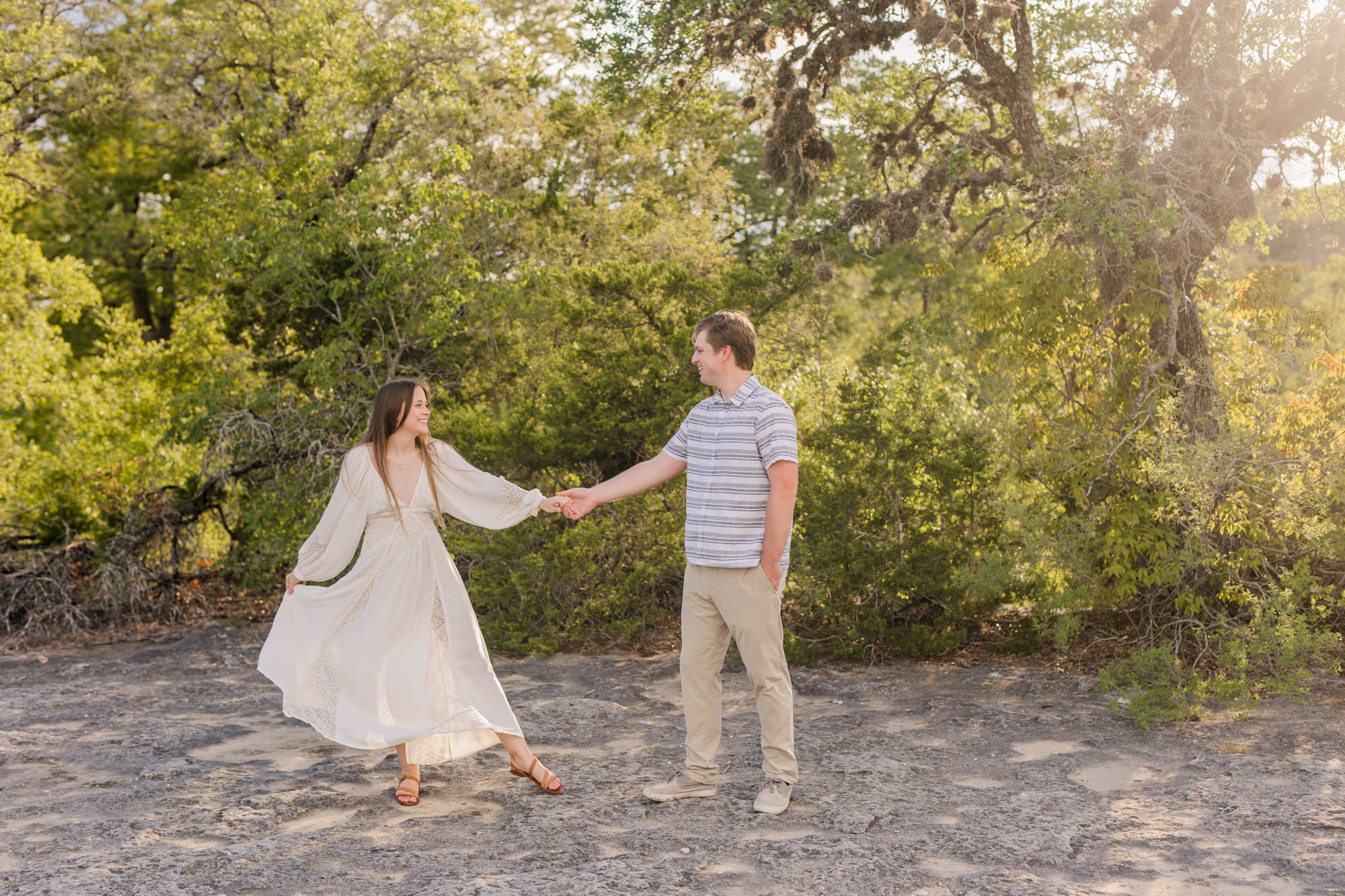 Sunset Engagement Photos at McKinney Falls State Park 